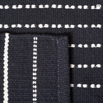 Nomadic Charm Handwoven Black Stripe Cotton Area Rug 8' x 10'