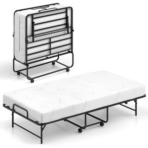 Tangkula 75" x 38" Folding Bed w/ Mattress Metal Slat Frame & Gel Memory Foam - 1 of 4