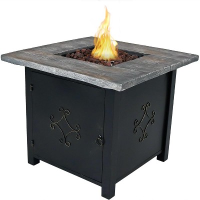 Sunnydaze Outdoor Smokeless Patio Propane Gas Fire Pit Table with Lava Rocks - 30" Square