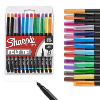 Sharpie 24pk Felt Pens 0.4mm Fine Tip Multicolored: Art & Stationery, Office Supplies, Multicolored Ink, 24 Count