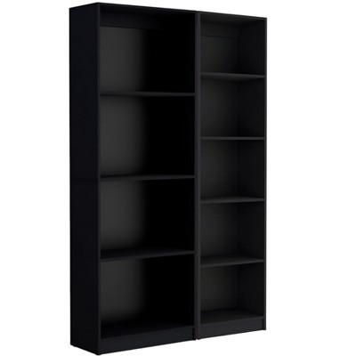HomeRoots Set of Two Black Wood Multi Tier Bookcases