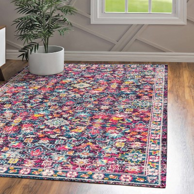 5'x8' Modern Persian Boho Floral Area Rug, Multi/purple - Jonathan Y ...