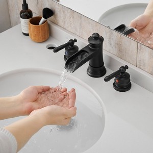 Waterfall Bathroom Faucet with Nickel Gold Finish and Pop-Up Drain - 1 of 4