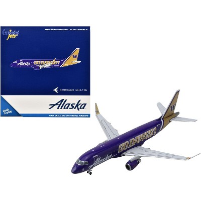 Embraer ERJ-175 Commercial Aircraft "Alaska Airlines" (N662QX) Purple with Gold Tail 1/400 Diecast Model Airplane by GeminiJets