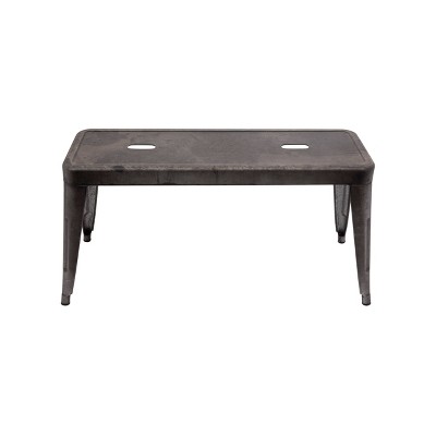 Sleek 40'' Galvanized Metal Bench in Grey and Brown