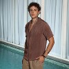 Campus Sutra Men Men's Chocolate Brown Puffy-Textured Shirt - 3 of 4