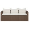 VidaXL 3-Seater Patio Sofa with Cushions Brown Poly Rattan - 3 of 4