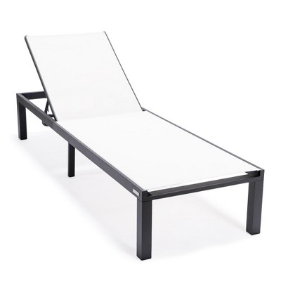 LeisureMod Marlin Patio Chaise Lounge Chair With Black Aluminum Frame Set of 2
