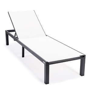 LeisureMod Marlin Patio Chaise Lounge Chair With Black Aluminum Frame Set of 2 - 1 of 4