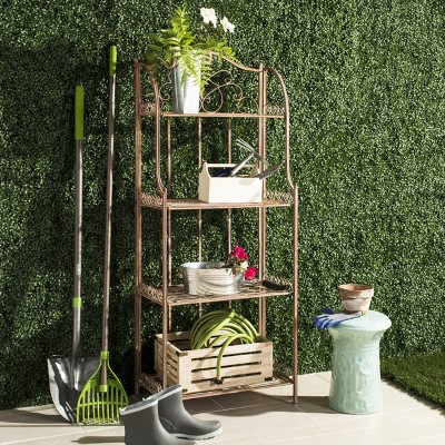 Amaris Rusty Orange Iron 4-Tier Outdoor Baker's Rack