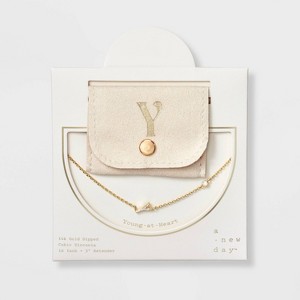 14K Gold Dipped Cubic Zirconia Initial Necklace - A New Day™ - 1 of 4