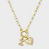 14K Gold Dipped Cubic Zirconia Puffy Heart Charm Initial Necklace - A New Day™ Gold - 2 of 4