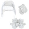 Hudson Baby Trapper Hat, Mitten and Bootie 6Pc Set, Cream Bear Gray Elephant - 3 of 3