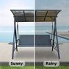 3-Seat Outdoor Steel Frame Porch Swing Chair with Adjustable Hardtop Canopy, Cup Holders - 3 of 4