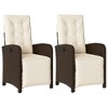 vidaXL Reclining Patio Chairs 2 pcs with Footrest Brown Poly Rattan - 2 of 4