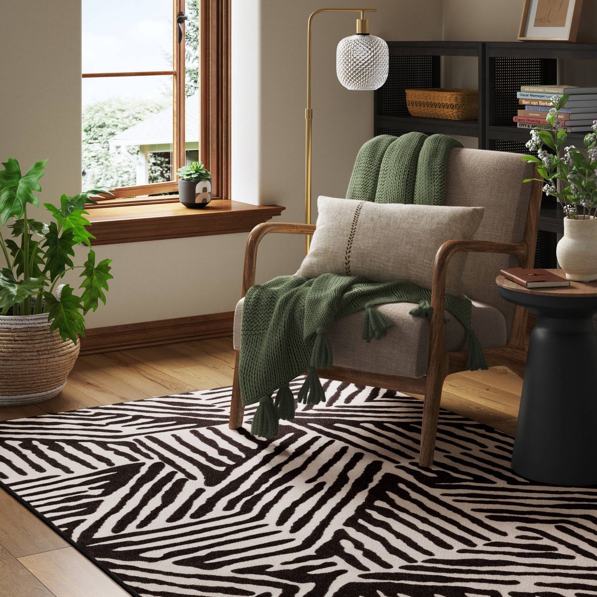 Abstract Lines Rug Black/Tan - Threshold™ - thumbnail 2