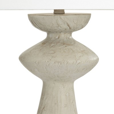 Claire 30" White and Grey Modern Table Lamp with Fabric Shade