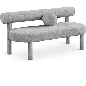 Meridian Furniture,Parlor Boucle Fabric Bench - 1 of 4