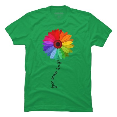 Adult Design By Humans Free Mom Hugs Pride Rainbow Sunflower By Avocato T-Shirt
