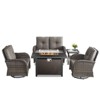 Buenhomino 5 Pieces Patio Furniture Set with Propane Fire Pit Table, Deep Seating Swivel Rocker Glider Chairs with Table Patio Conversation Set - 3 of 4