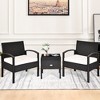 Tangkula 3PCS Rattan Patio Conversation Set Outdoor Furniture Set w/ Storage Table - 4 of 4