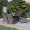 vidaXL Patio Dining Set Outdoor Dining Set Table and Chair Set for Garden - Light Gray 7 Piece 55.1" Table - 2 of 4