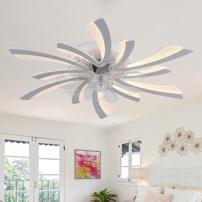 Bella Depot 31"  Modern White Flush Mount Ceiling Fan 6-speed Reversible Fan with Light and Remote
