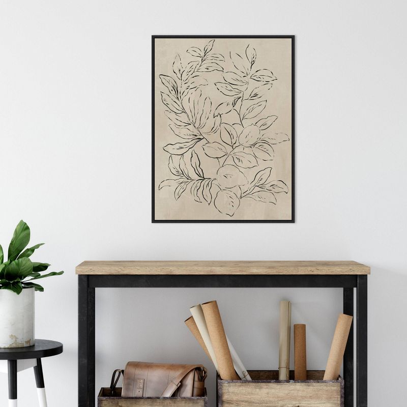 22&#34; x 30&#34; Outlined Leaves I by Asia Jensen Framed Canvas Wall Art Black - Amanti Art, 6 of 12