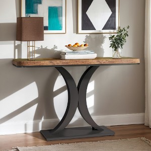 Hommoo 40" Console Table, Narrow Entryway Foyer Table with Geometric Base - 1 of 4