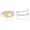Pompeii3 Men's Stainless Steel Yellow Oval Polished 10.5mm Cufflink - 2 of 3
