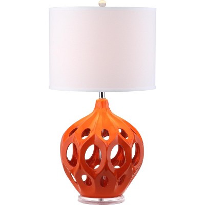 Regina 29" Orange Ceramic Table Lamp with White Shade