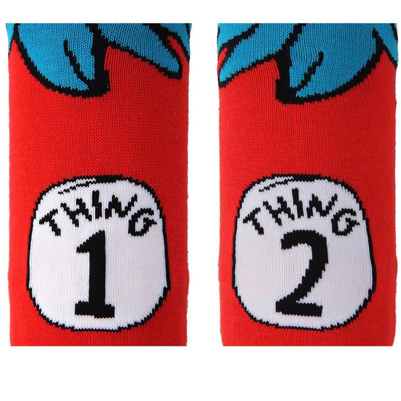 HalloweenCostumes.com One Size Fits Most  Dr. Seuss Thing 1 & Thing 2 Costume Socks for Kids., White/Red/Blue, 4 of 6