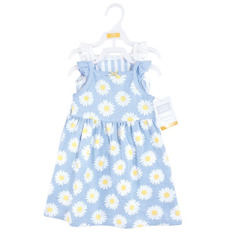 Hudson Baby Infant Girl Cotton Dresses, Blue Daisy, 2 of 5