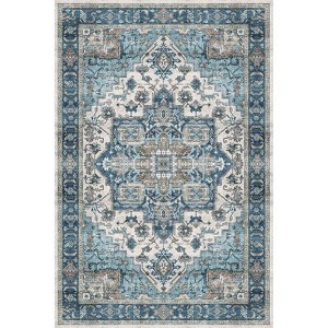 Large Washable Area Rug, Non-Slip Low Pile Vintage Boho Carpet for Living Room, Bedroom, Dining Room, Kitchen, Machine Washable Home Decor - 1 of 4