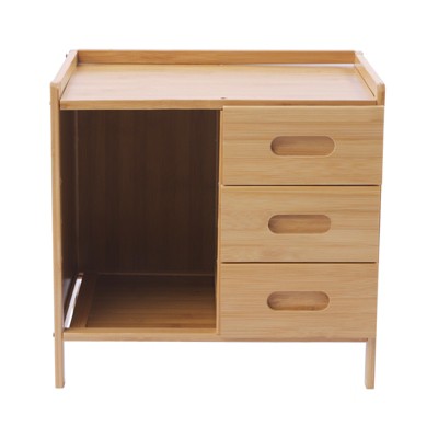 YIYIBYUS Bedside Cabinet with 3 Drawers Modern Bedside Nightstand- Log Color