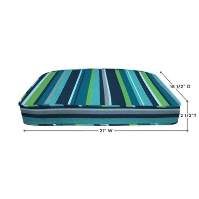 Stripe Poolside Recycled Fiberfill Weather Resistant Rounded Seat Cushions (2-Pack)