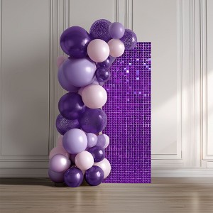 LAGarden 12 Pcs Shimmer Wall Backdrop Panels Purple Square Sequin Party Decoration 3x4 Ft - 1 of 4