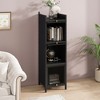 47.24" Modern Three-Door Glass Storage Cabinet with Four-Tier Shelves, Iron Frame, for Living Room, Bathroom, Entryway - 2 of 4