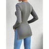 Women's Long Sleeve Slimming T - Shirt with Side Slits - Minimalist Intellectual Design - 4 of 4