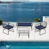 Outdoor 4 Pcs Furniture Set, Patio Wicker Sofas with Tempered Glass Table, Sofas with Detachable Easy Cleaning Cushions-Coolbibila - 2 of 4