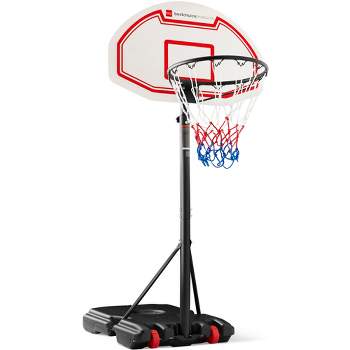Best Choice Products Kids Height-Adjustable Basketball Hoop System, Portable Game w/ 2 Wheels, Square Backboard - Clear