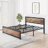 Vintage Industrial Bed Frame with Noise-Free Metal Slats & 13.8" Under-Bed Storage - Tool-Free Assembly - 4 of 4
