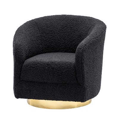 Pierfranco Wooden Upholstered Accent Barrel Chair Swivel Barrel Chair with Metal Base | ARTFUL LIVING DESIGN