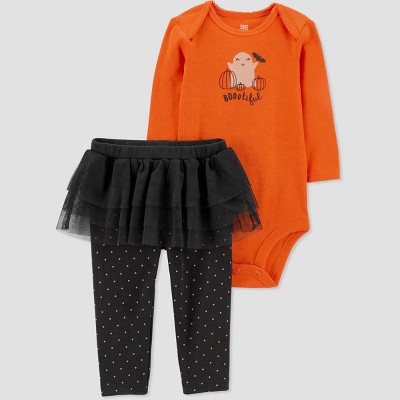 Carter's Just One You® Baby 2pc Bootiful Top and Bottom Set - Orange/Black 3M