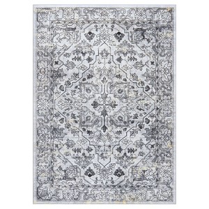 Coolmee Boho Washable Rugs,Vintage Non Slip Ultra Soft Throw Rugs Low-Pile Floor Carpet Rug for Bedroom Entryway Dining Room Dorm, - 1 of 4