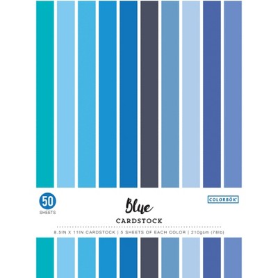 Colorbok 78lb Smooth Cardstock 8.5"X11" 50/Pkg-Blues, 5 Colors/10 Each
