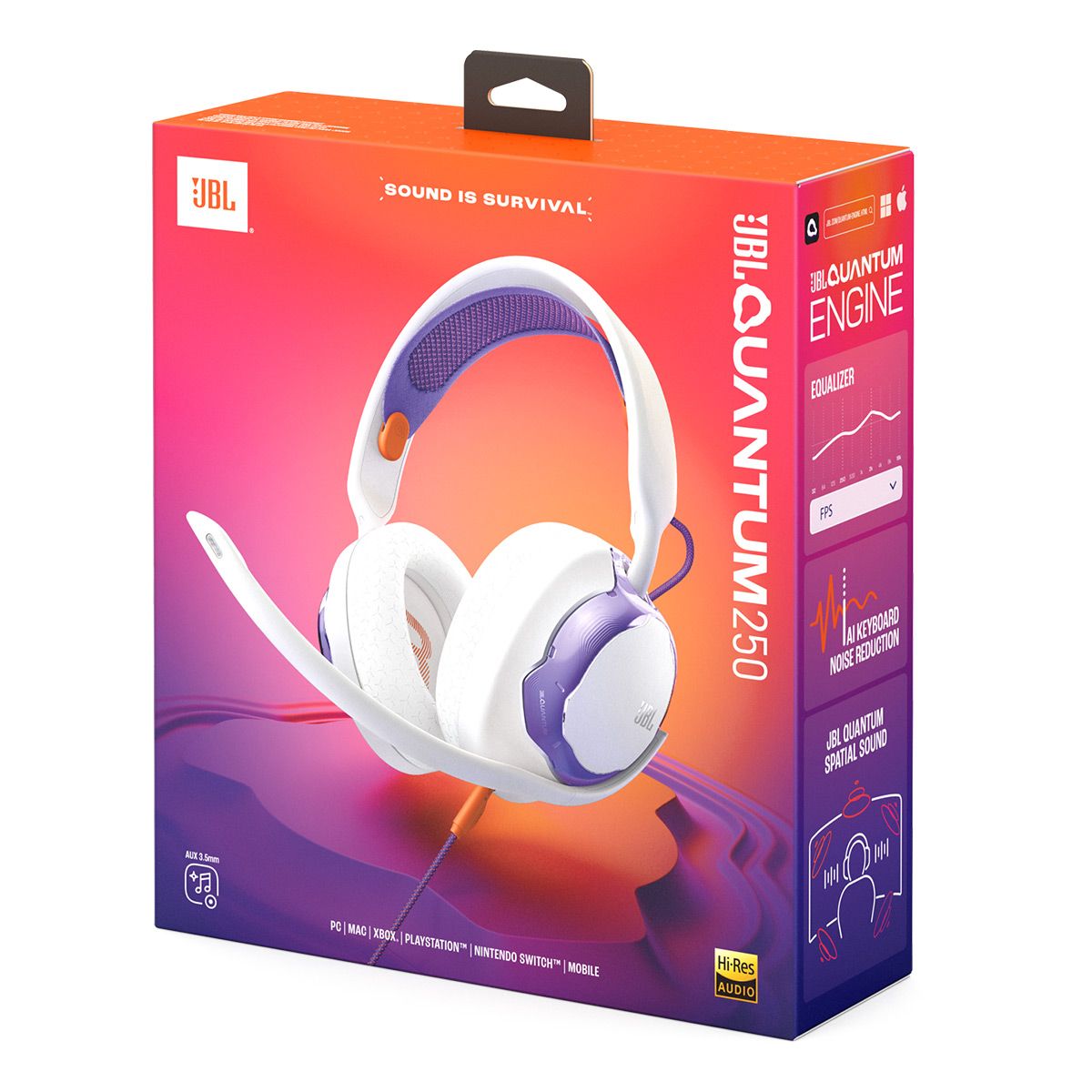 JBL Quantum 250 Wired Gaming Headset (White) - thumbnail 8