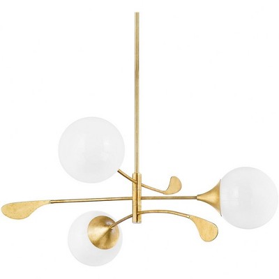 Mitzi Victoria 3 - Light Chandelier in  Vintage Gold Leaf Opal Glossy Shade