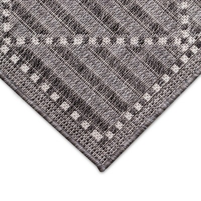 Checker Diamond Charcoal 58.5" Synthetic Indoor/Outdoor Rug