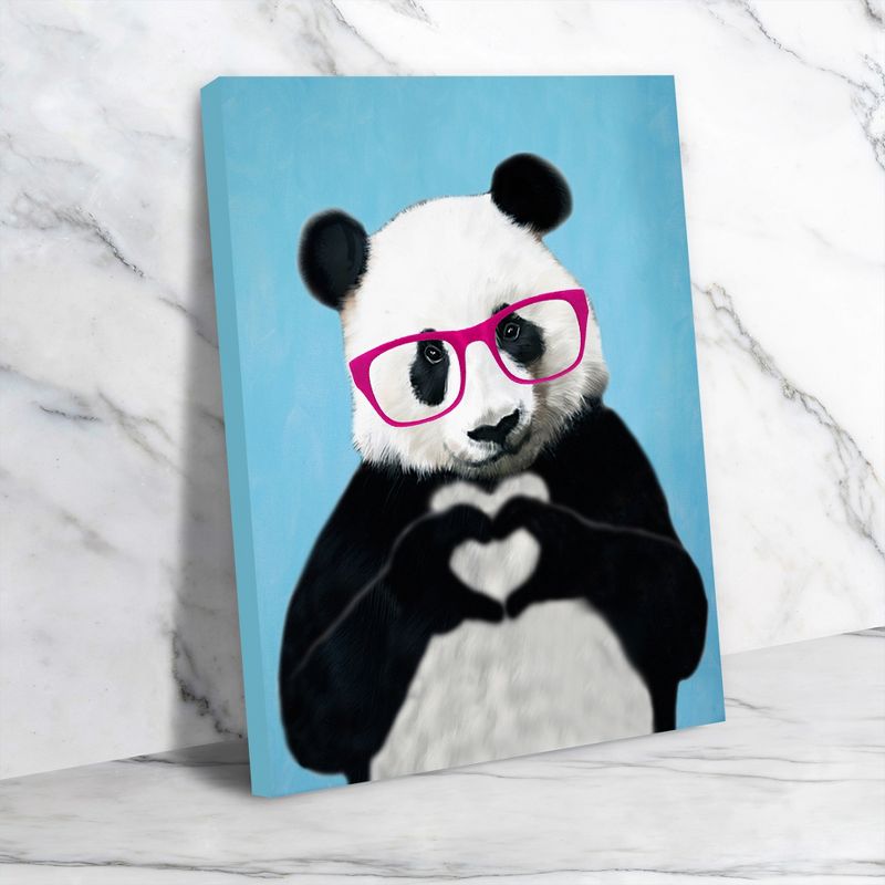 Americanflat Animal Modern Panda With Finger Heart Blue By Coco De Paris Canvas, 4 of 10